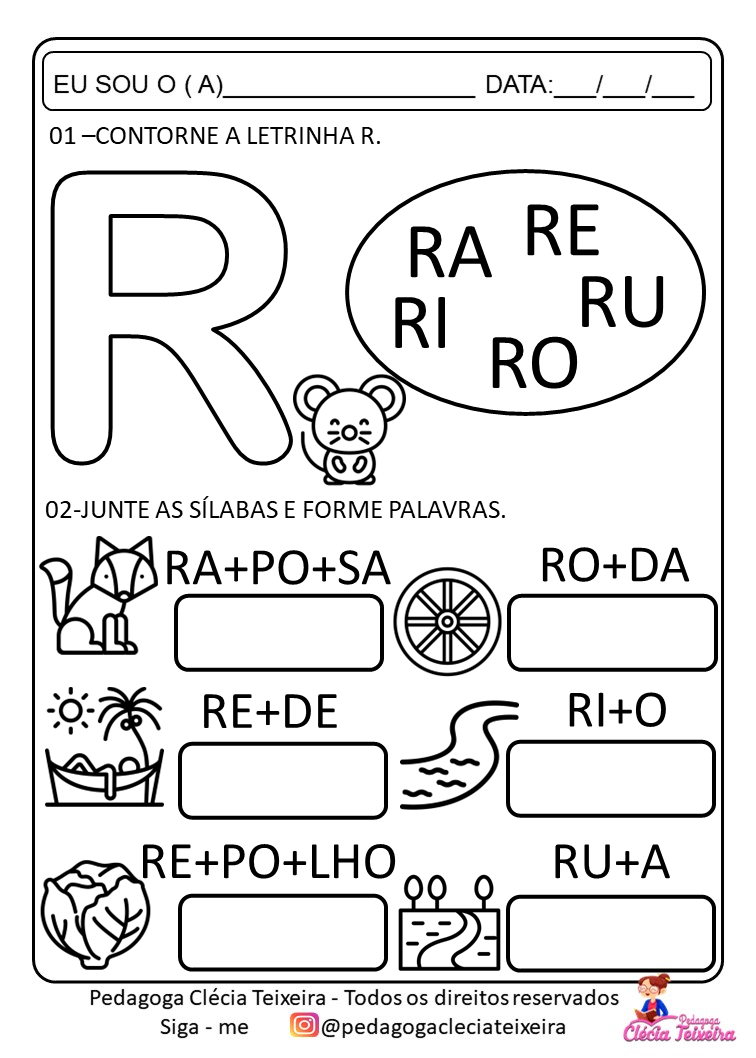 Sílabas simples atividades Clécia Teixeira