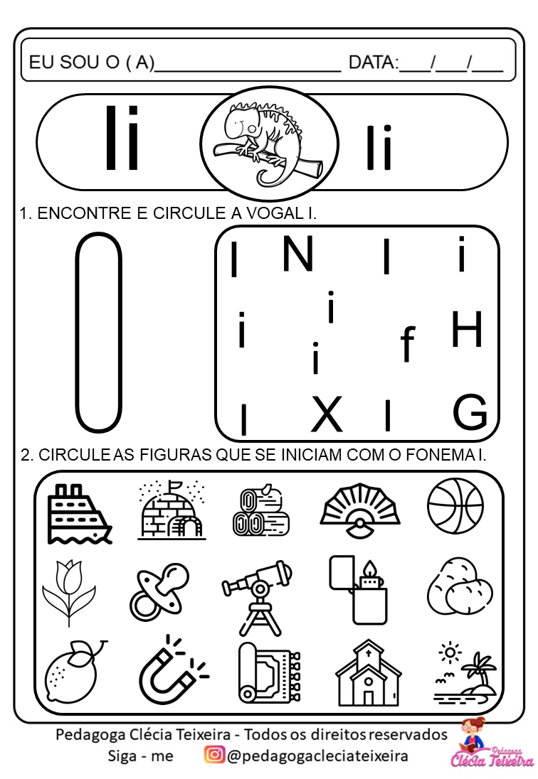 Atividades as vogais para imprimir e pintar Clécia Teixeira