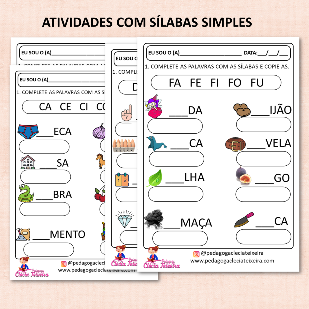 Atividades Com Sílabas Simples Clécia Teixeira 6479