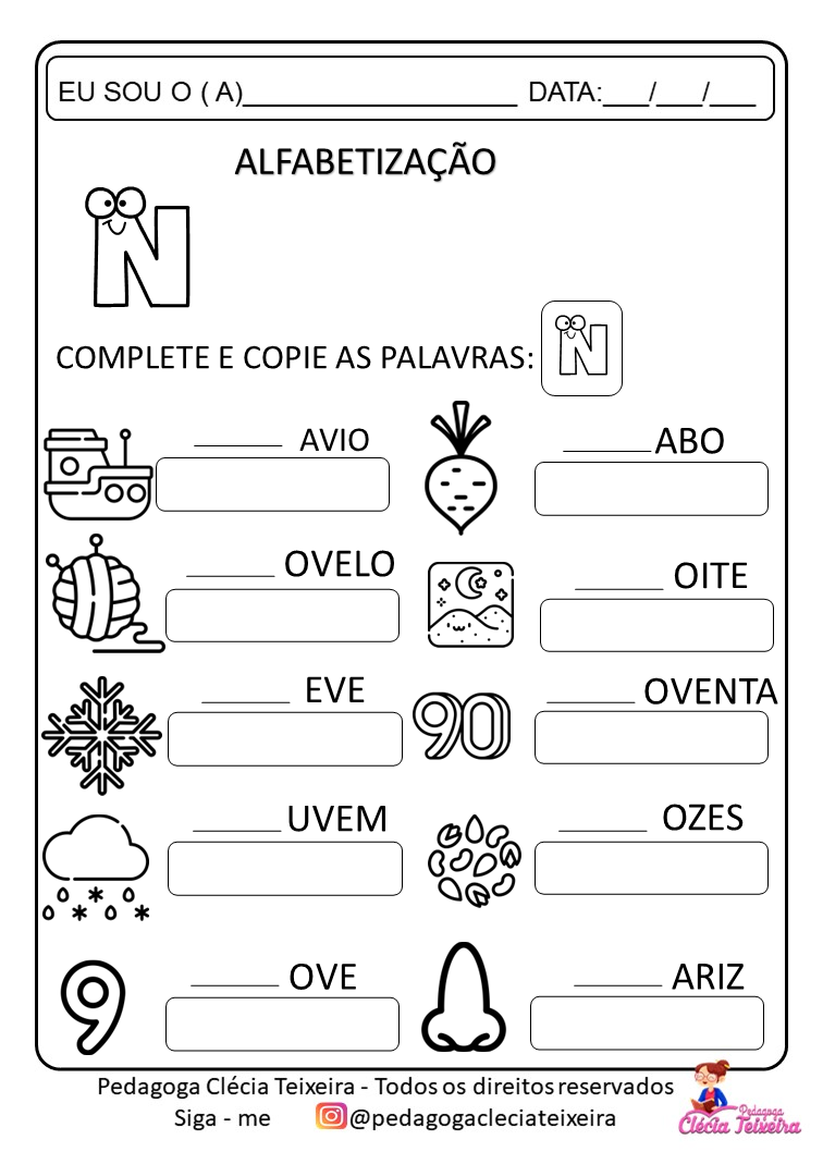 Atividades De Alfabetização Letras Do Alfabeto Clécia Teixeira