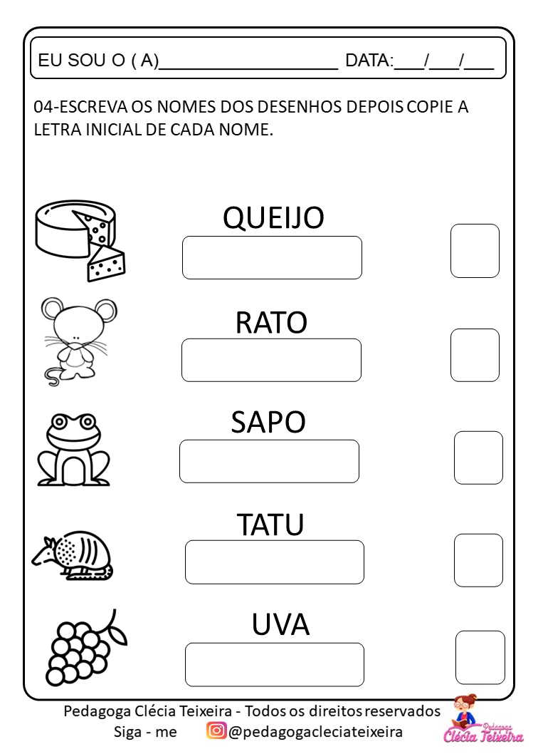 Escrita De Palavras Atividades De Alfabetização Clécia Teixeira 