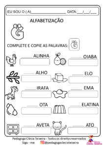 Atividades Com Letras E Escrita Das Palavras - Clécia Teixeira