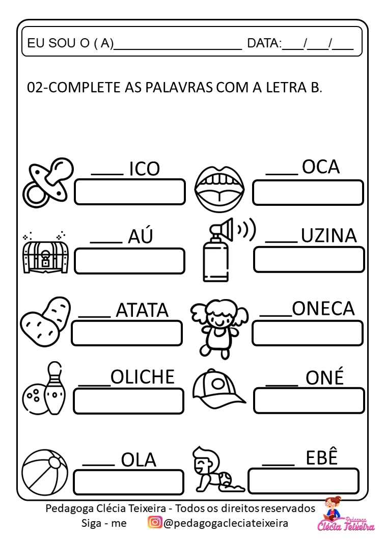 Letra B Atividades De Alfabetização Clécia Teixeira 