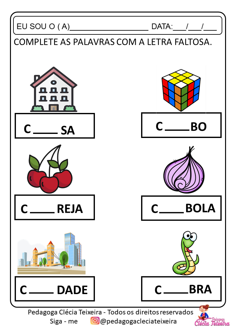 Atividades Com Letras Faltosas Alfabetiza O Cl Cia Teixeira