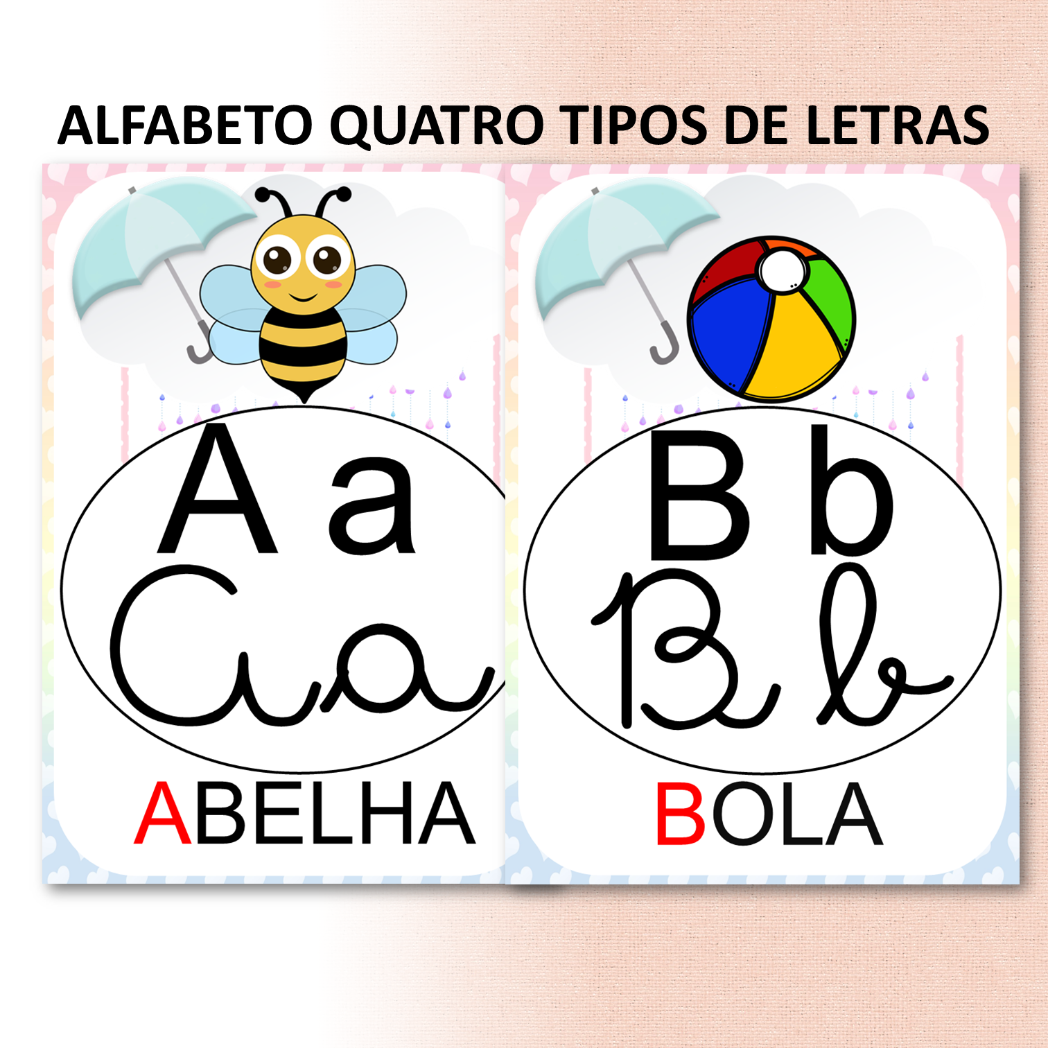 Recurso para Alfabetização com 4 Tipos de Letras do Alfabeto