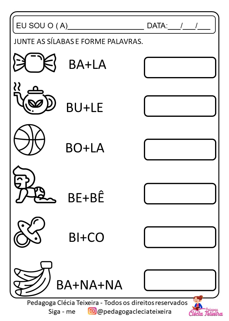 Atividades Para Juntar As Sílabas - Clécia Teixeira