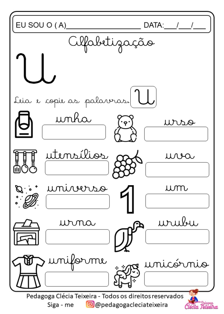 Vogais letra cursiva para imprimir