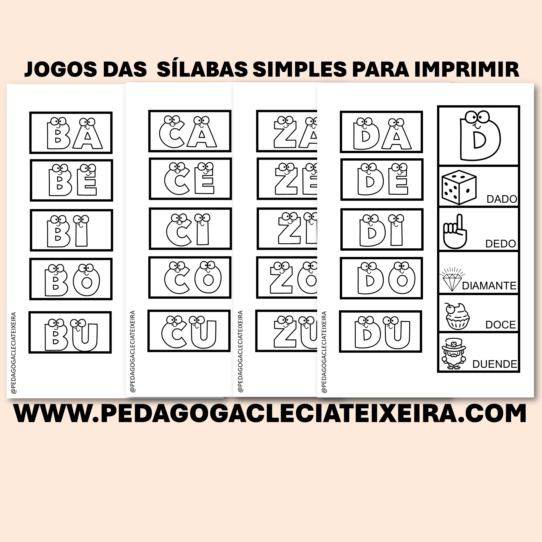 Jogos das sílabas simples para imprimir