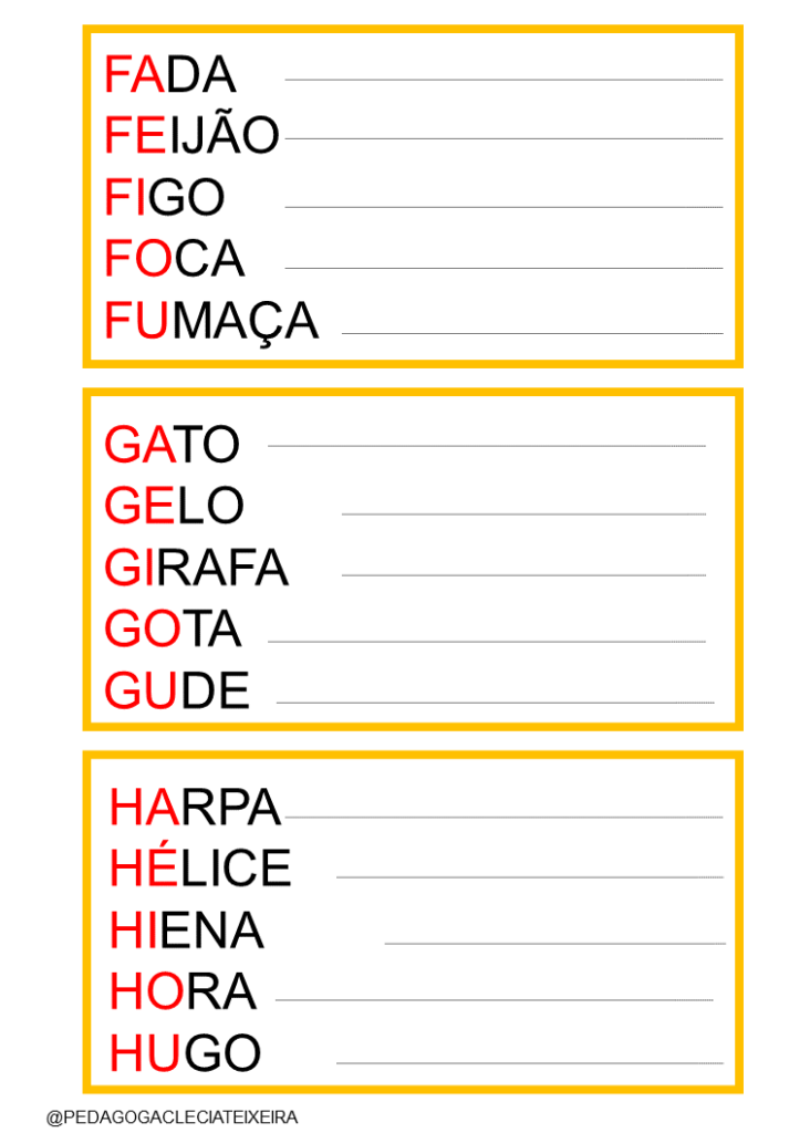 Silabário para alfabetização -Sílabas simples