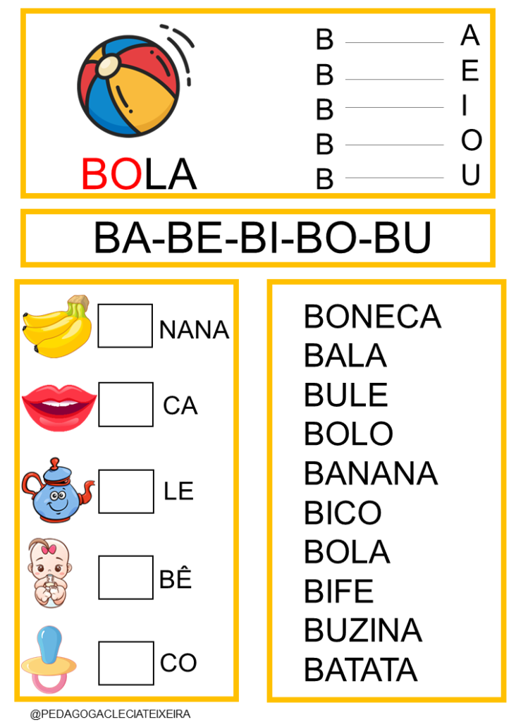 Silabário para alfabetização -Sílabas simples