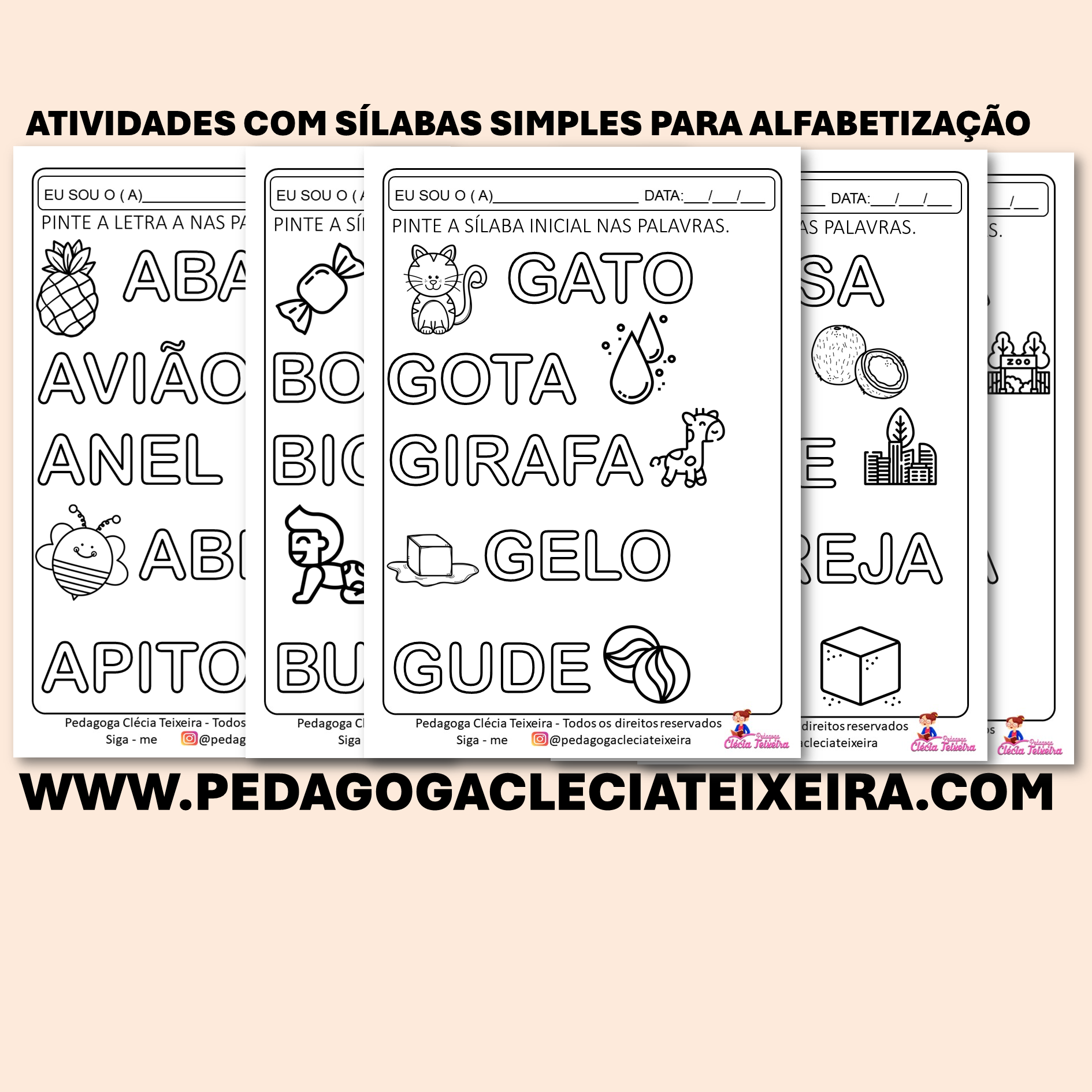 Atividades com sílabas simples para alfabetização