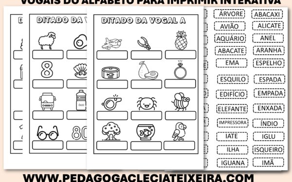 Vogais do alfabeto para imprimir interativa