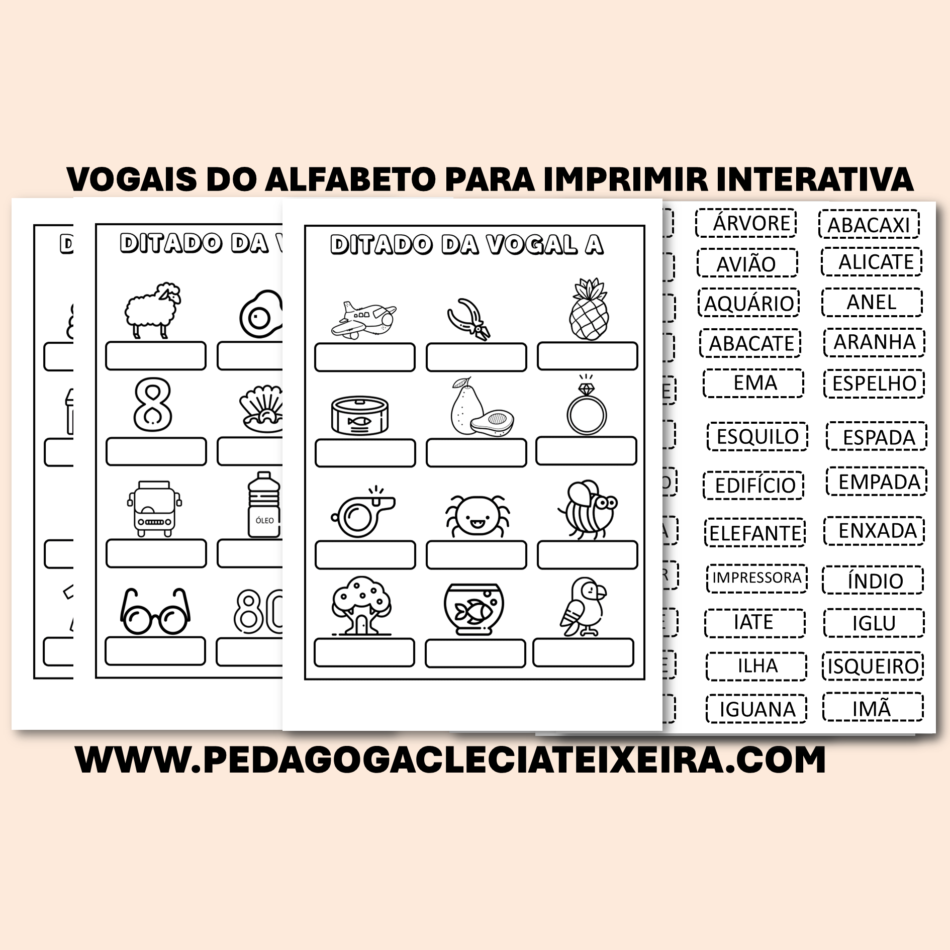 Vogais do alfabeto para imprimir interativa