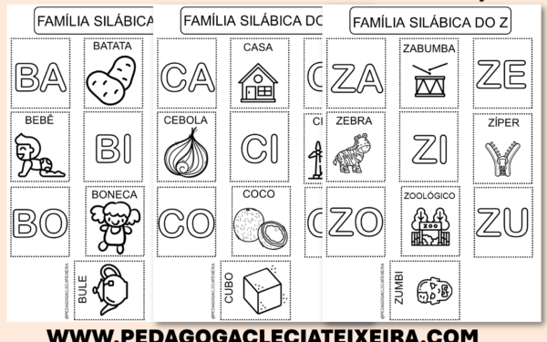 Famílias silábicas interativas para alfabetização