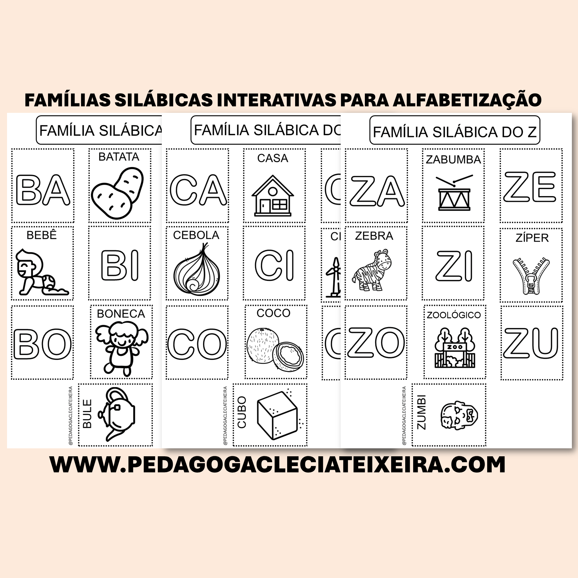 Famílias silábicas interativas para alfabetização