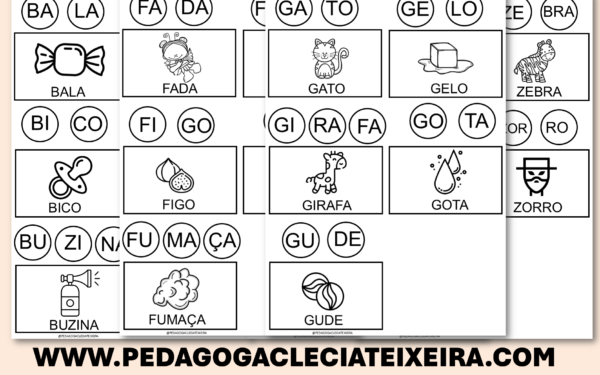 Jogos das sílabas para imprimir interativa