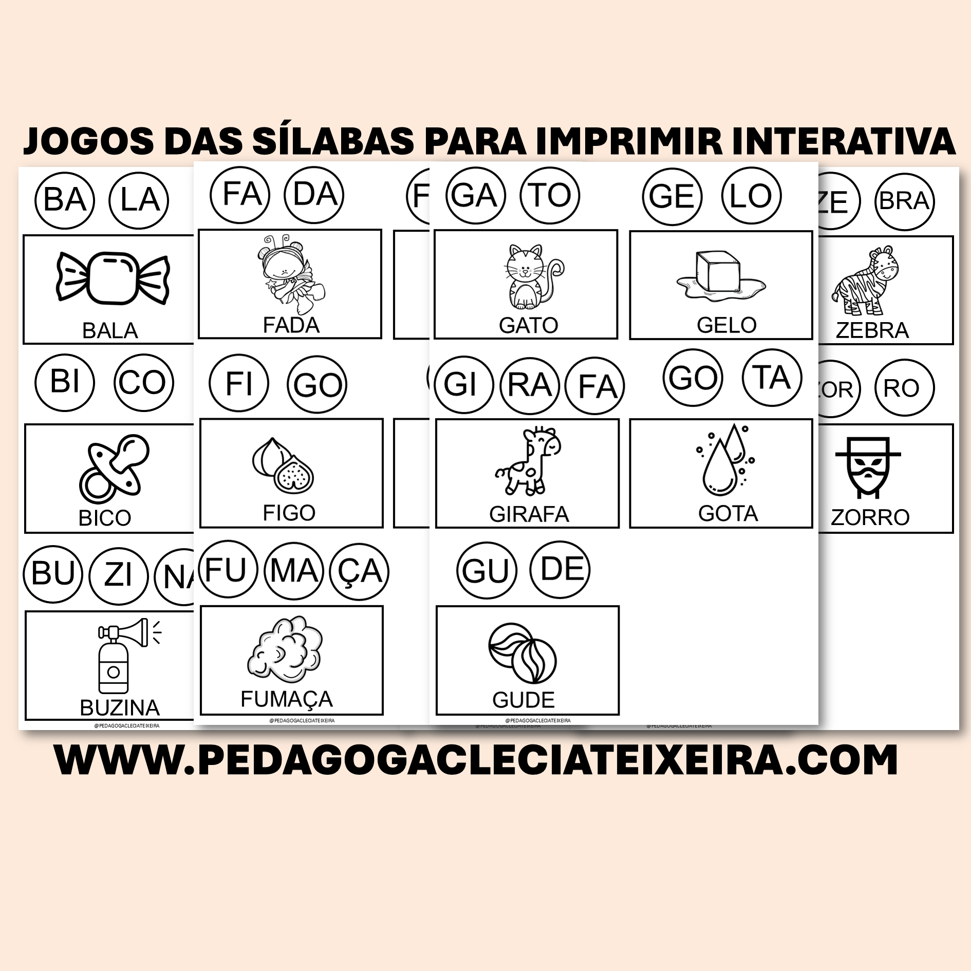 Jogos das sílabas para imprimir interativa