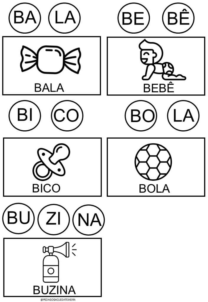 Jogos das sílabas para imprimir interativa