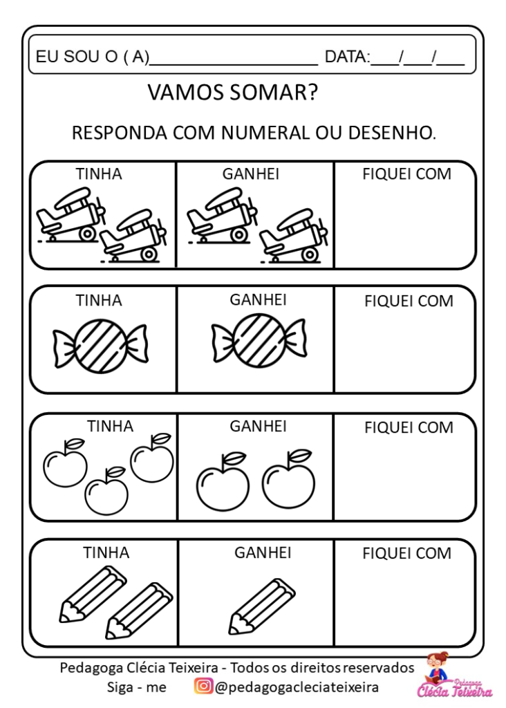 Probleminhas de matemática 1 ano