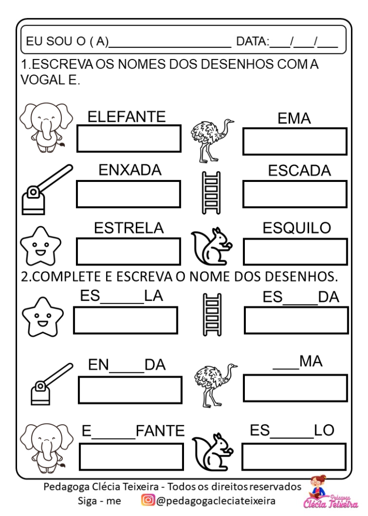 Completando palavras com vogais