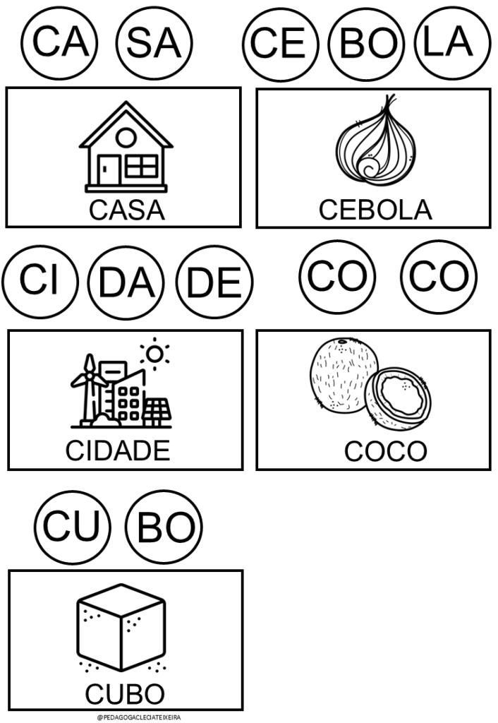 Jogos das sílabas para imprimir interativa