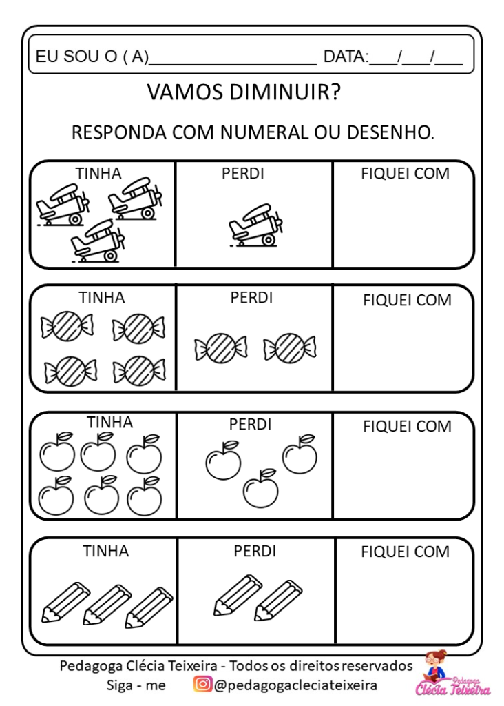 Probleminhas de matemática 1 ano