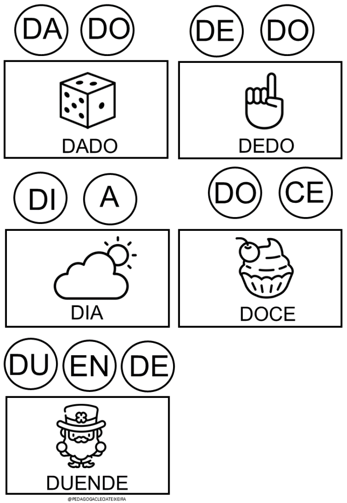 Jogos das sílabas para imprimir interativa