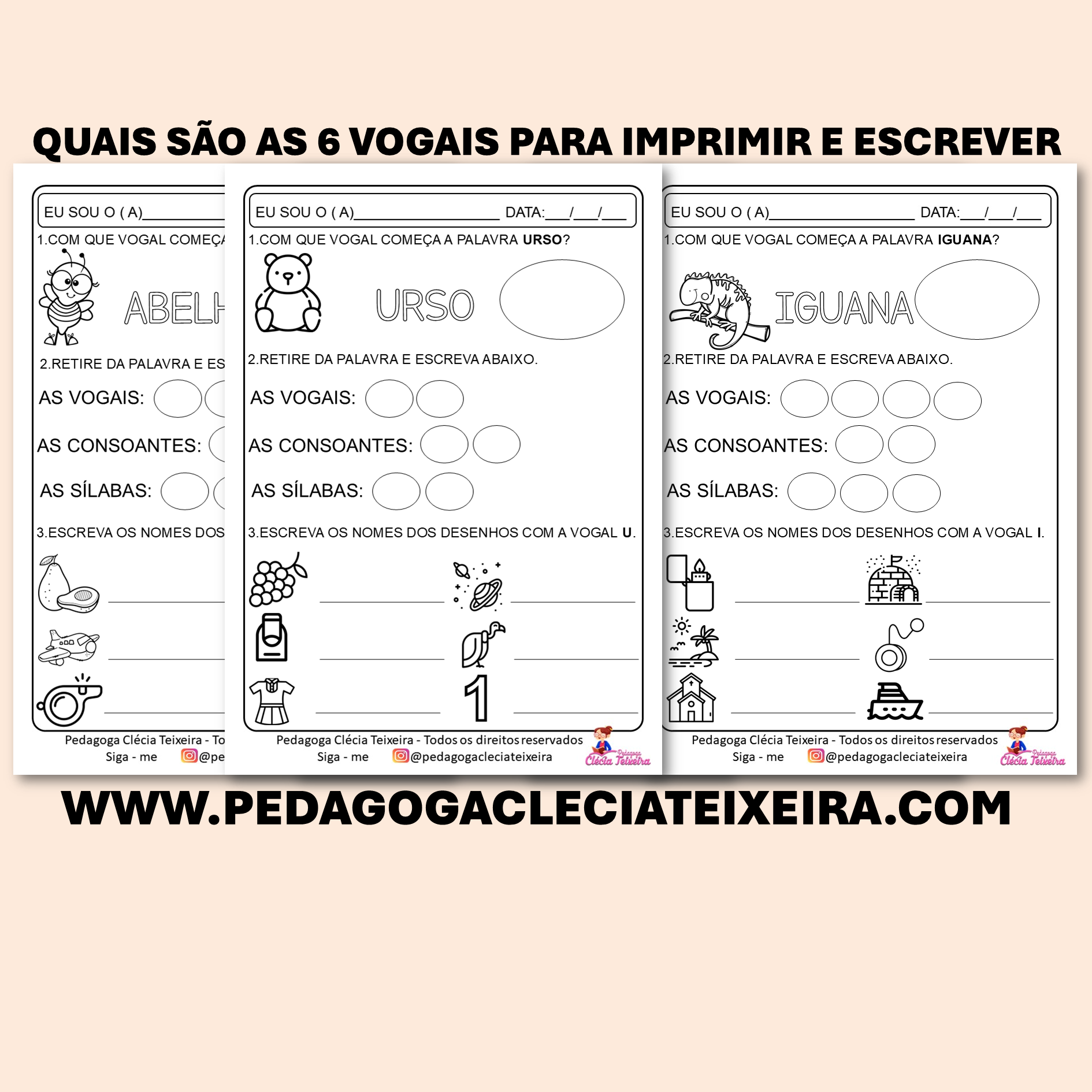 Quais são as 6 vogais para imprimir e escrever