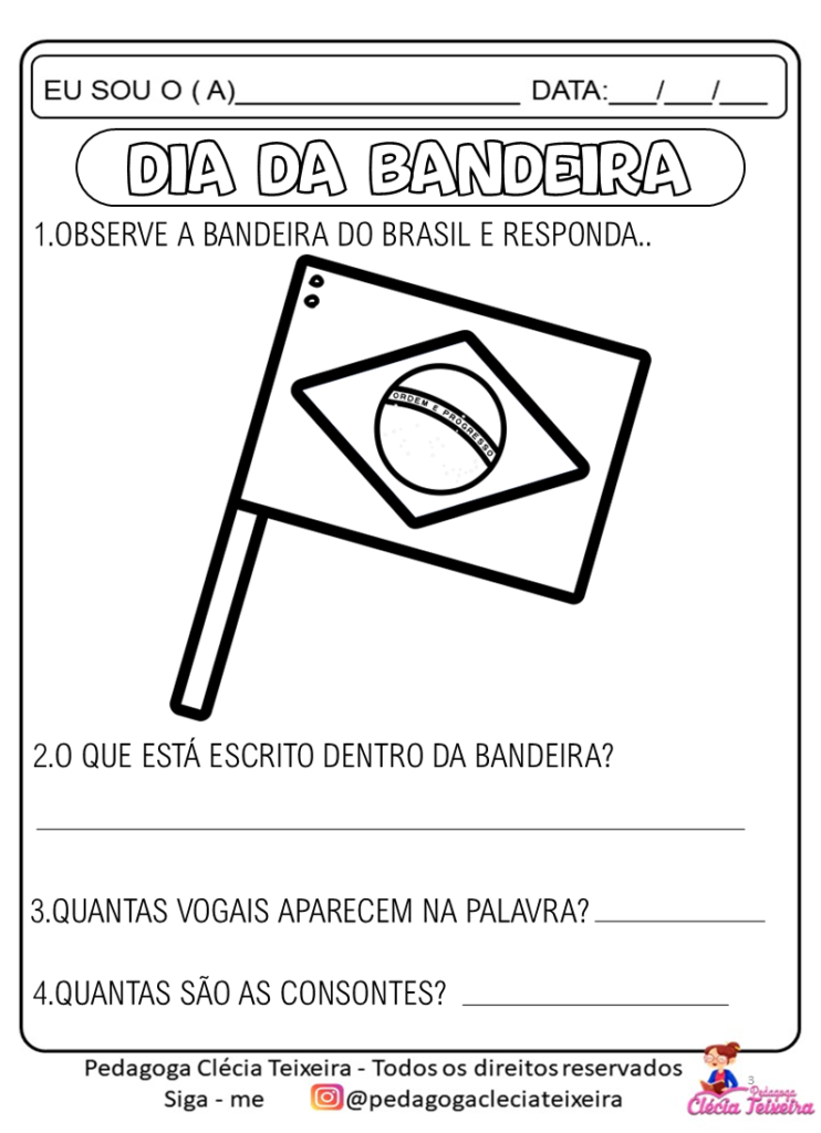 Atividades Dia da Bandeira educação infantil