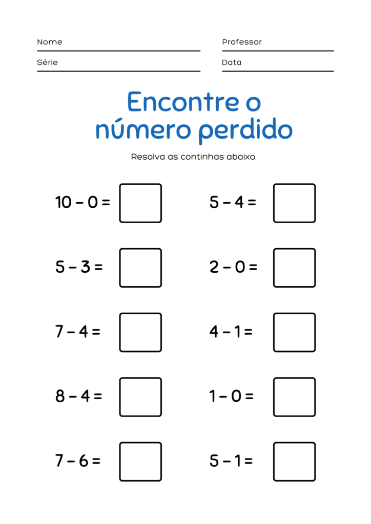 Atividade de matemática para ensino fundamental