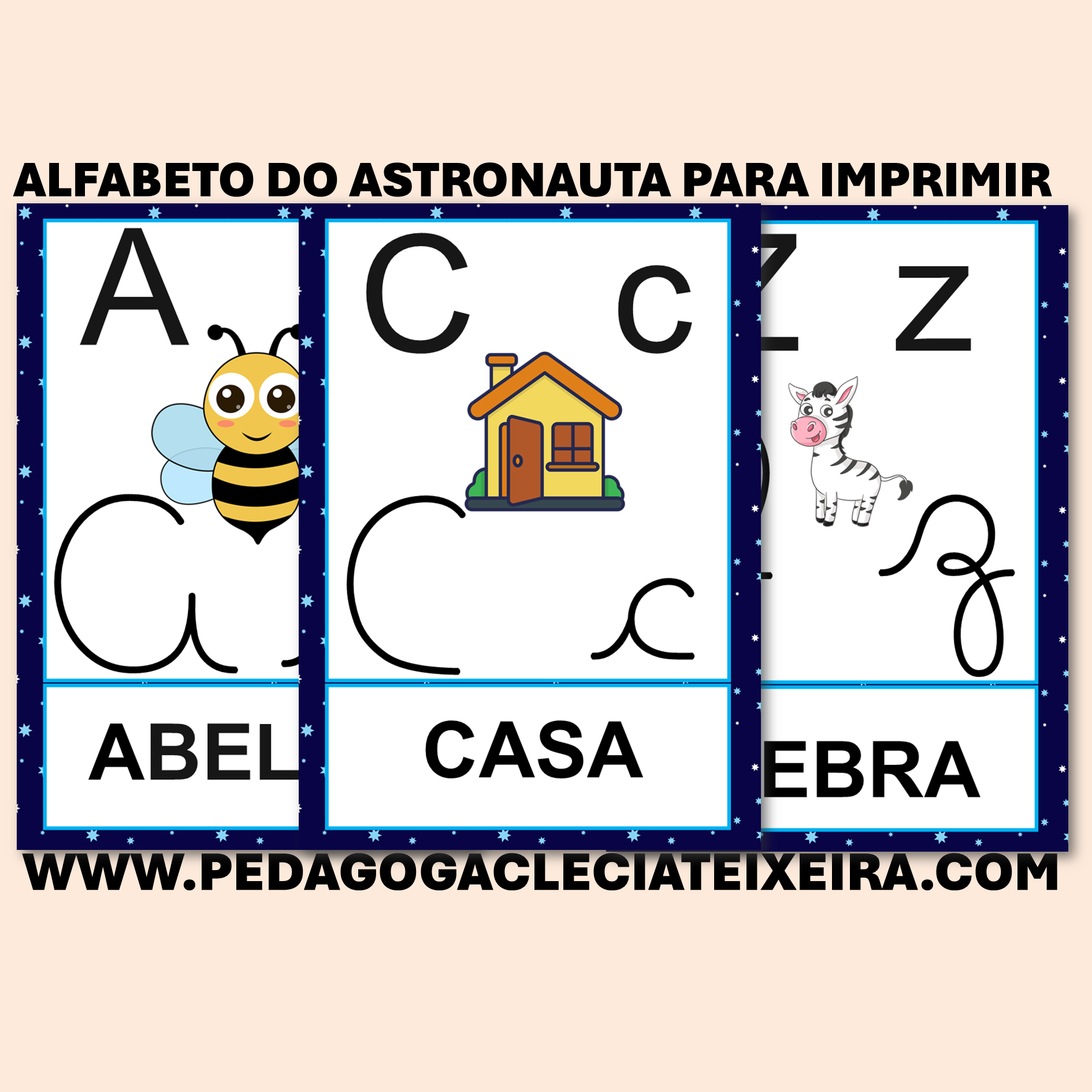 Alfabeto do astronauta para imprimir