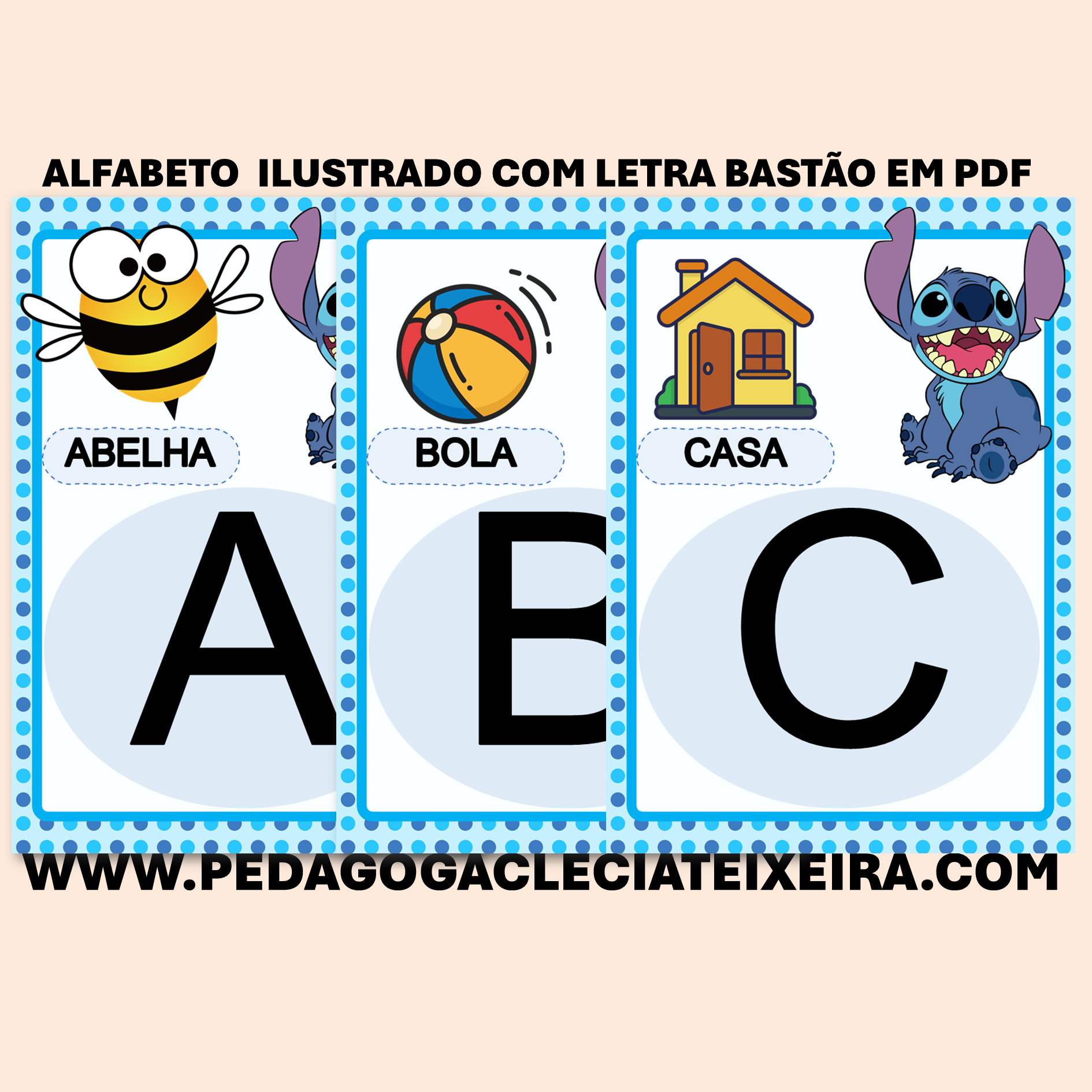 Alfabeto Ilustrado com Letra Bastão Em PDF