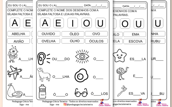 Trabalhando com as vogais as sílabas Em PDF