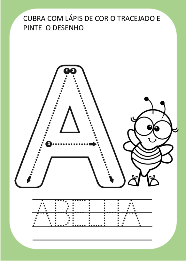 Atividade alfabeto tracejado coordenação motora