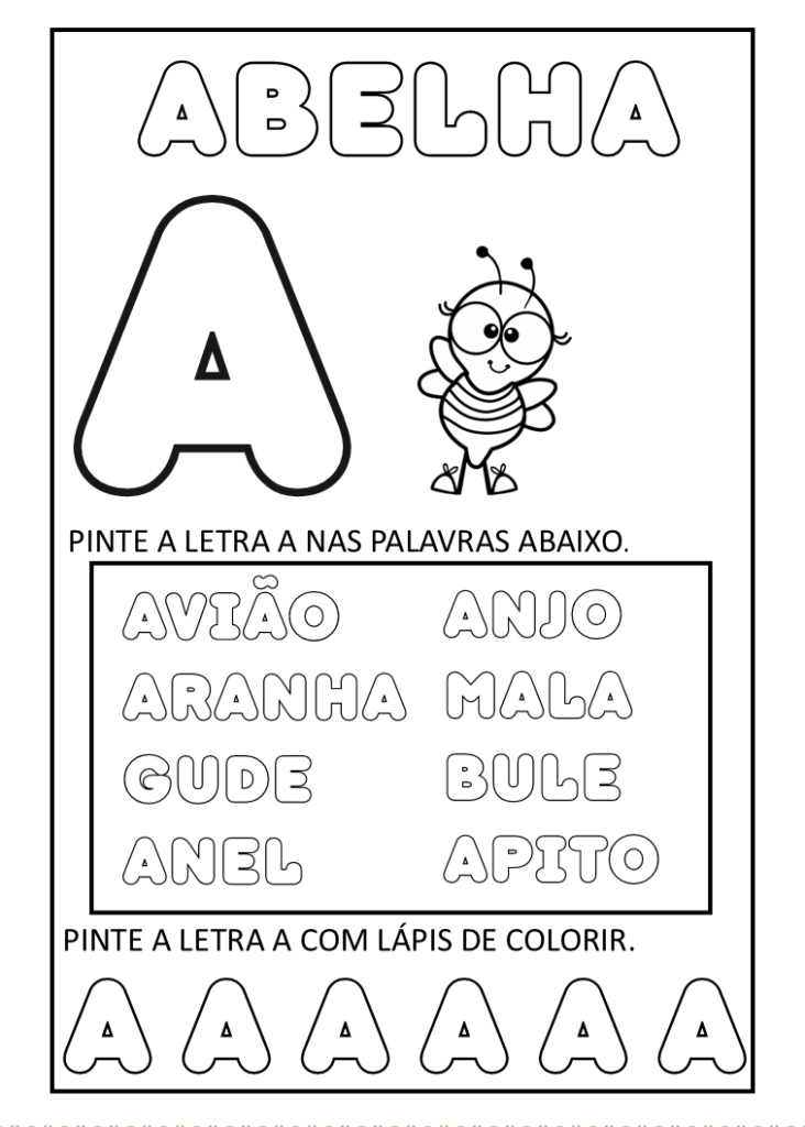 Atividades de alfabetização letra inicial