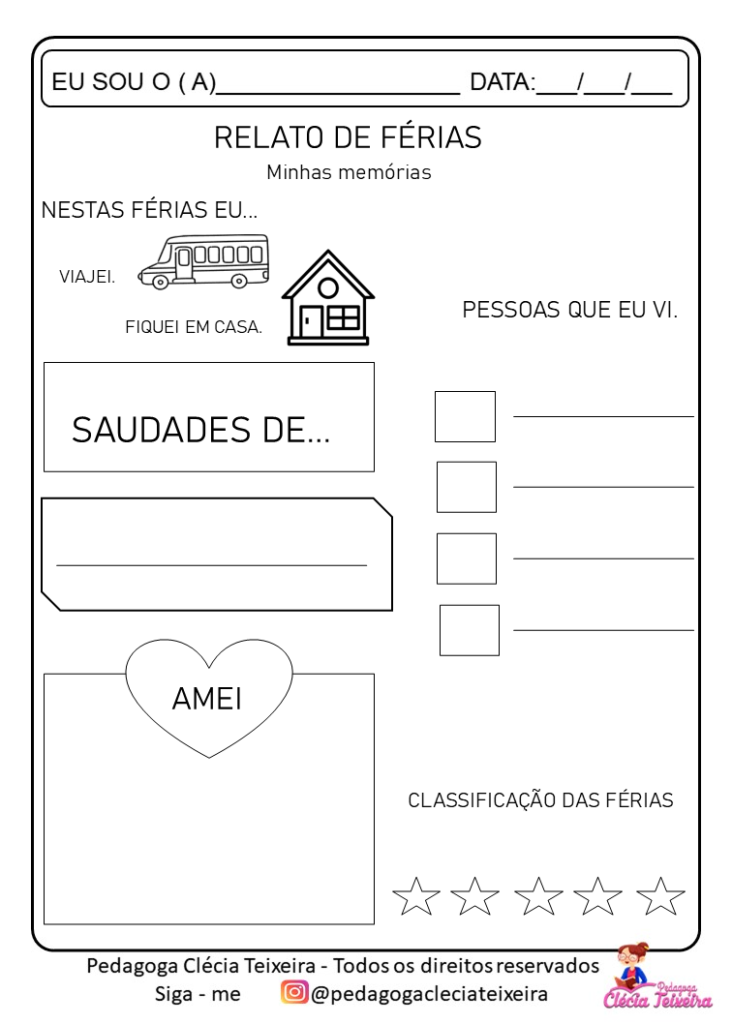 Atividades de volta às aulas para educação infantil