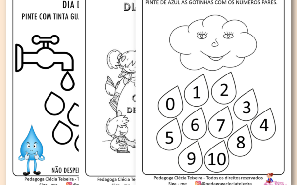 Atividades Dia da Água Alfabetização Em PDF