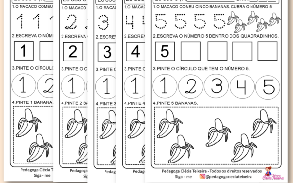 Atividades Numerais 1 a 5 para imprimir