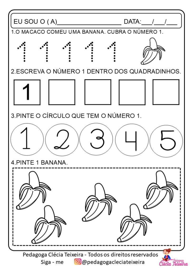 Atividades Numerais 1 a 5 para imprimir