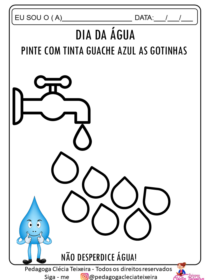 Atividades Dia da Água Alfabetização Em PDF