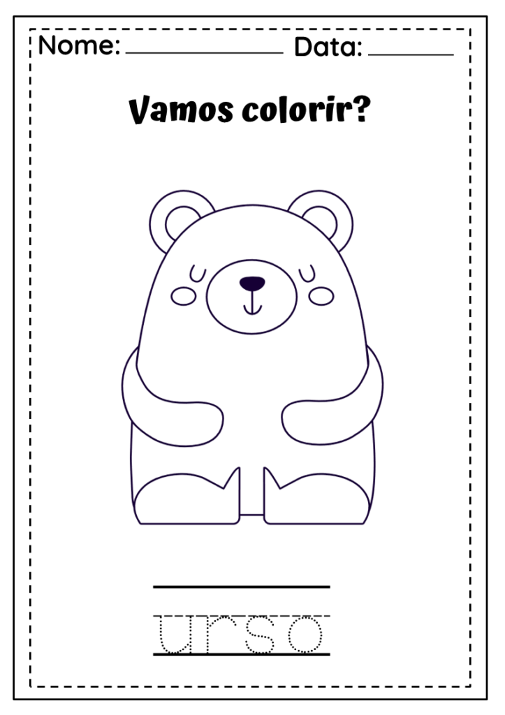 Atividades para colorir e trabalhar o tracejado