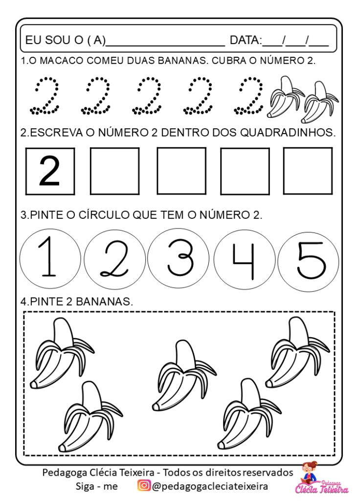 Atividades Numerais 1 a 5 para imprimir