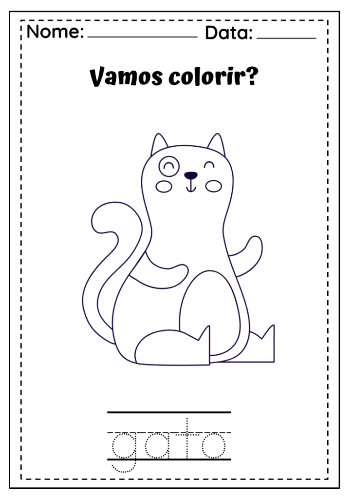 Atividades para colorir e trabalhar o tracejado