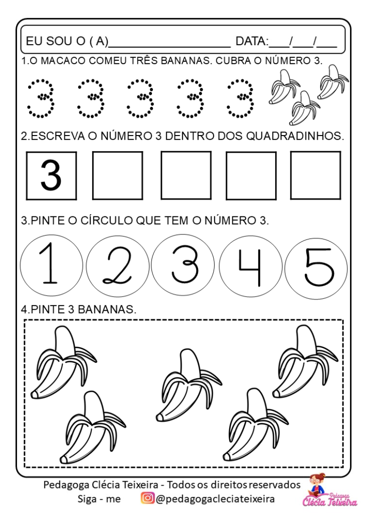 Atividades Numerais 1 a 5 para imprimir