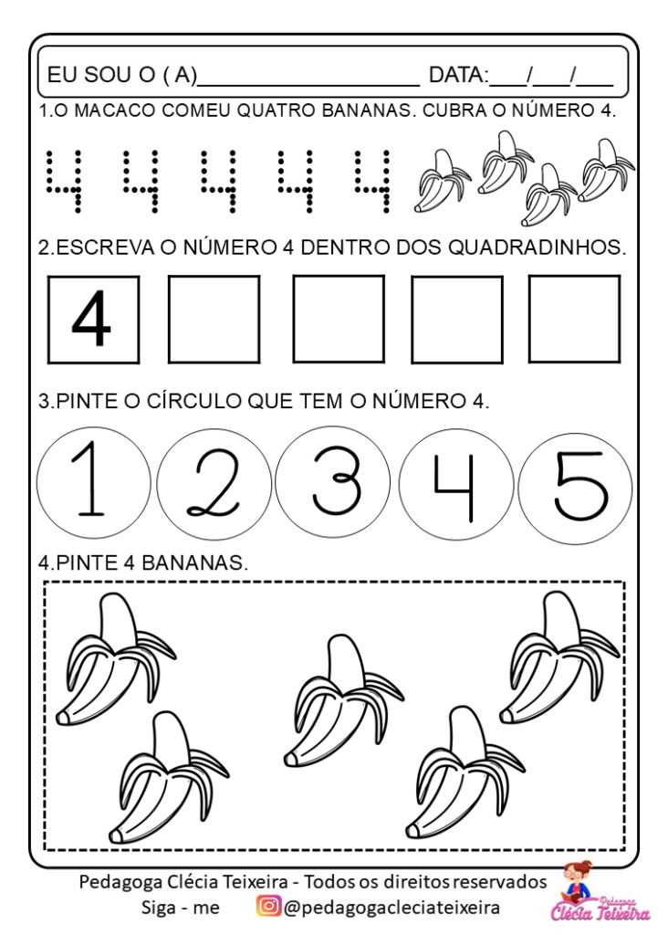 Atividades Numerais 1 a 5 para imprimir